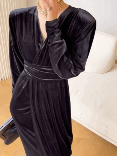[소량 입고] 레퓨어 벨벳 셔링 드레스